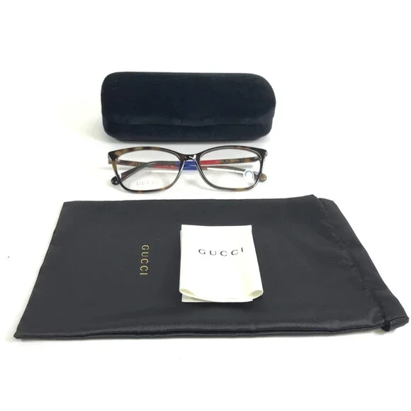Gucci Eyeglasses Frames GG1930O 004 Tortoise Blue Red Cat Eye Full Rim 55-16-140 - Picture 2 of 12